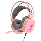 Pink over-ear gaming headset with cushioned ear pads, adjustable headband, and built-in microphone, designed for modern. - NovaElectronics - Headset Headset Gaming Gaming Headset With Microphone - Black / 3.5MM - CJEJ109099801AZ