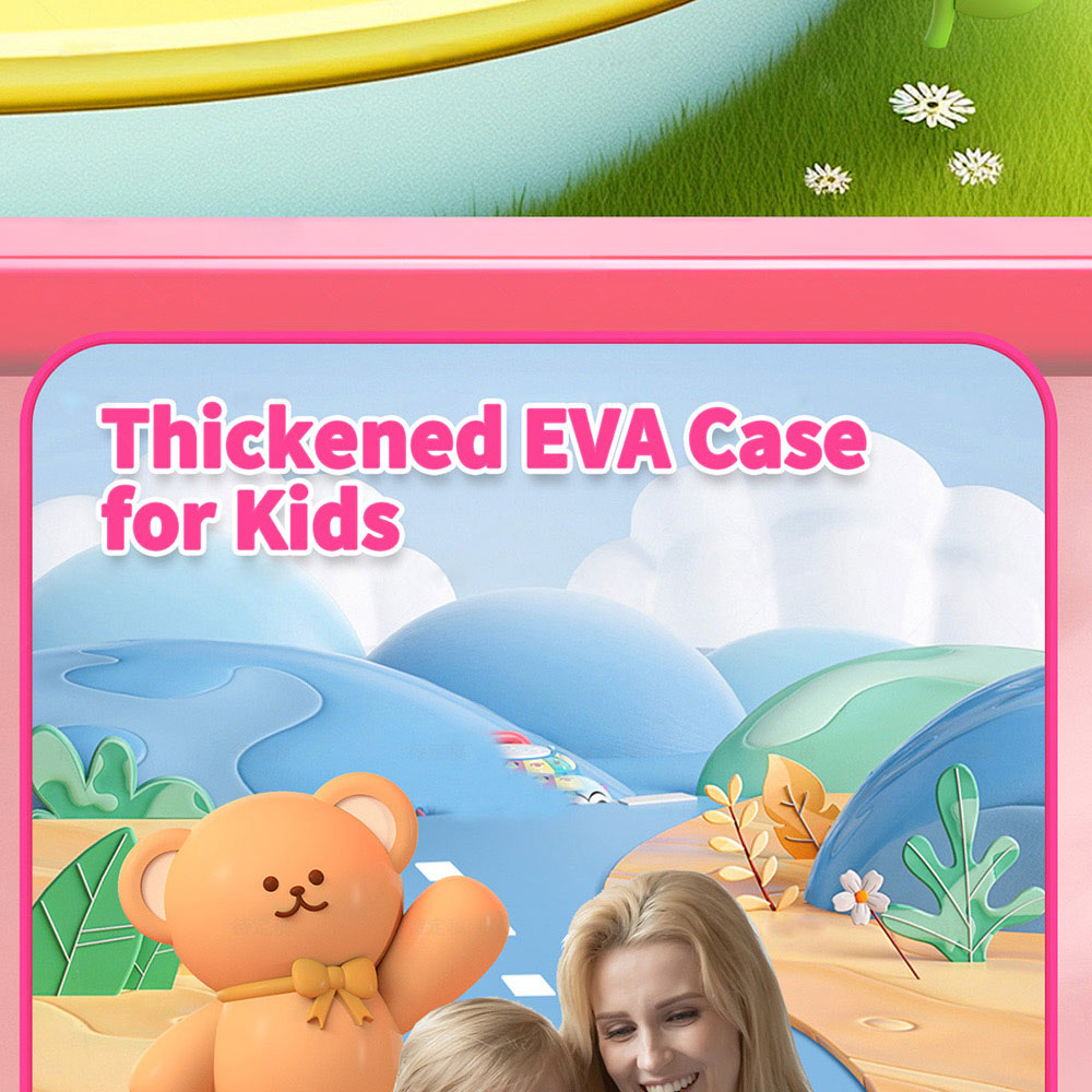 G-tab T7Pro Kids Tablet  7 Inch 1024&600 IPS Screen  Android 14  1.5GHz Quad-core CPU  4GB RAM 2GB &2GB Expansion 64GB ROM 2.4&5GHz WiFi  3000mAh Battery  2MP&2MP Camera-Pink